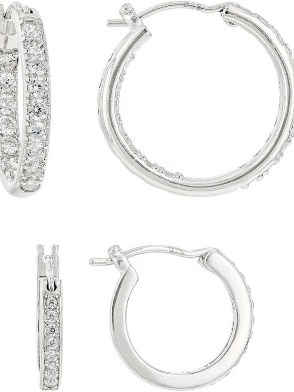 Elegant Sterling Silver & Brass Hoop Earrings Set - 2 Pairs, Gold-Plated